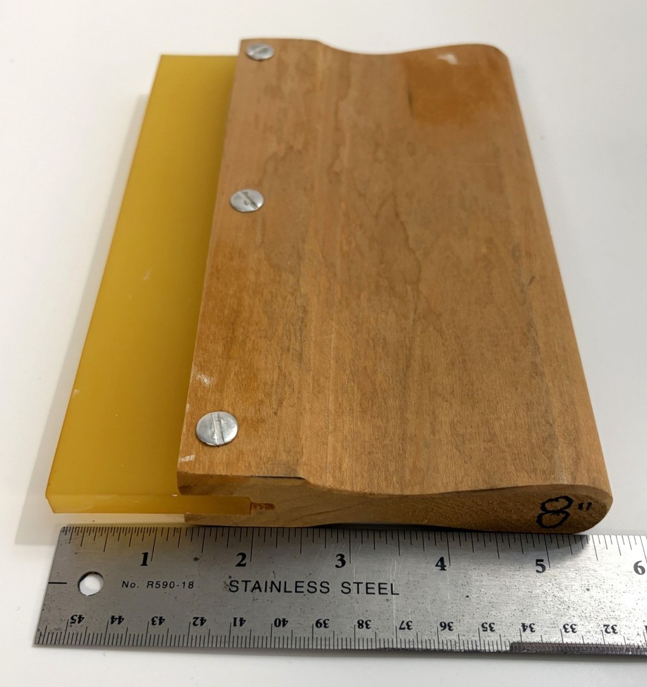 Wooden 8" Handle Squeegee with Square Rubber Blade