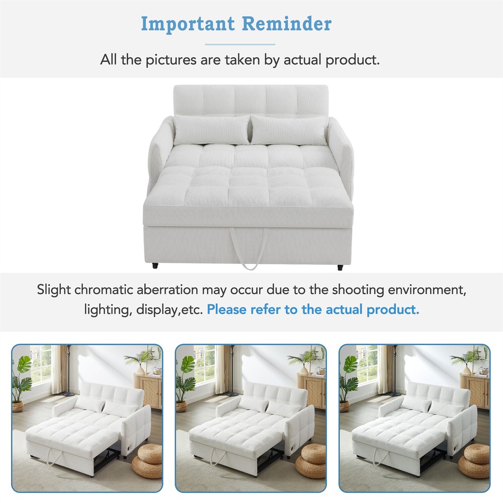52.8'' Convertible Sleeper Sofa Bed Loveseat Sofa 2 Seater Couch w/ Pull Out Bed