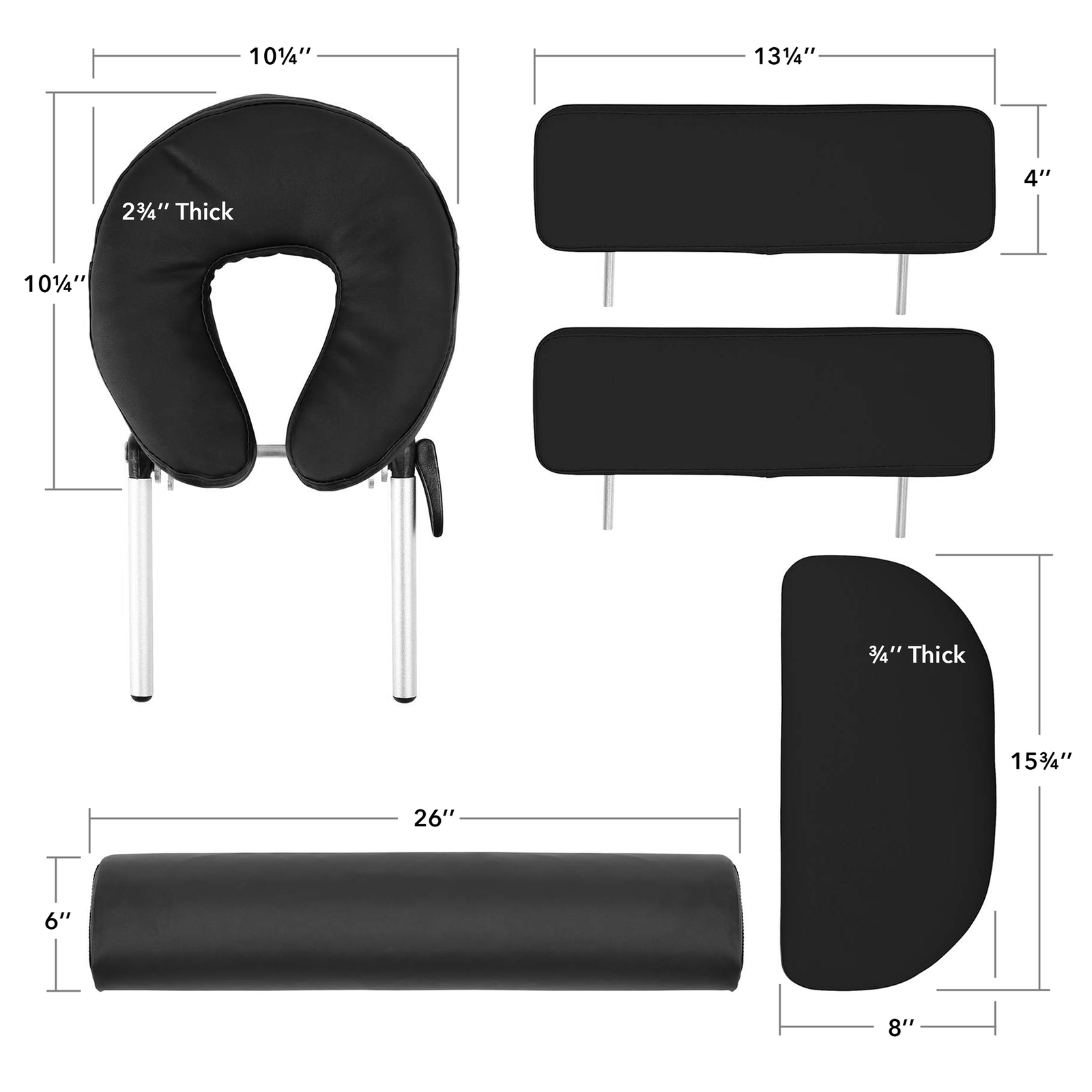 Portable Black Massage Table with Bolster and Tilt Backrest