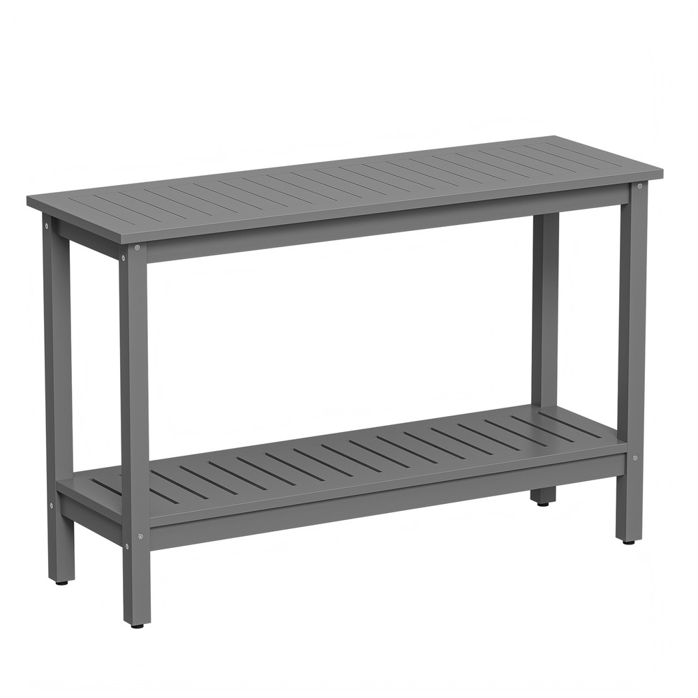 Console Table 48" Patio Side Accent Table Multifunctional with Foot Sliders Grey