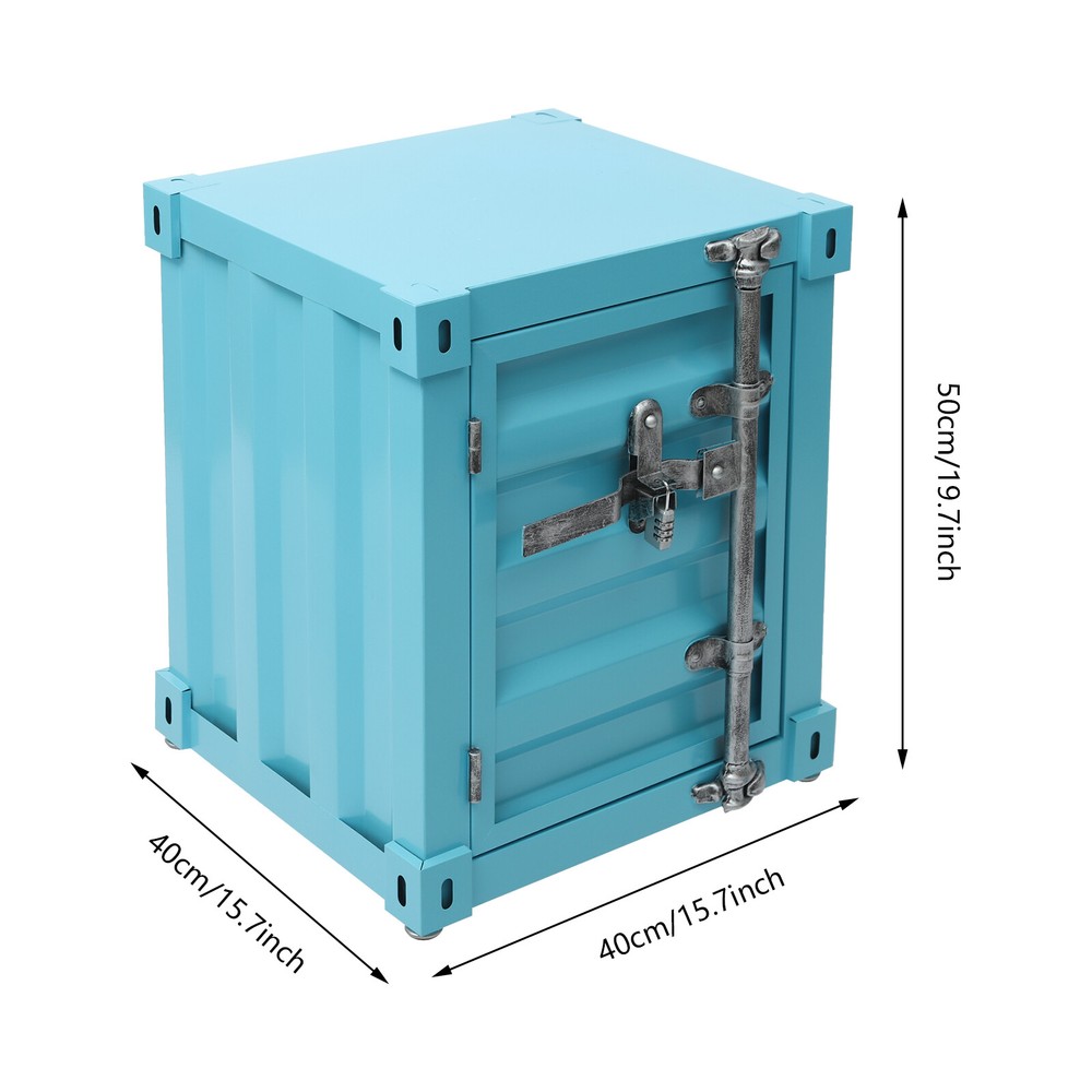 Floorstanding Side Table, Industrial Style Container Cabinet, Iron Bedside Table