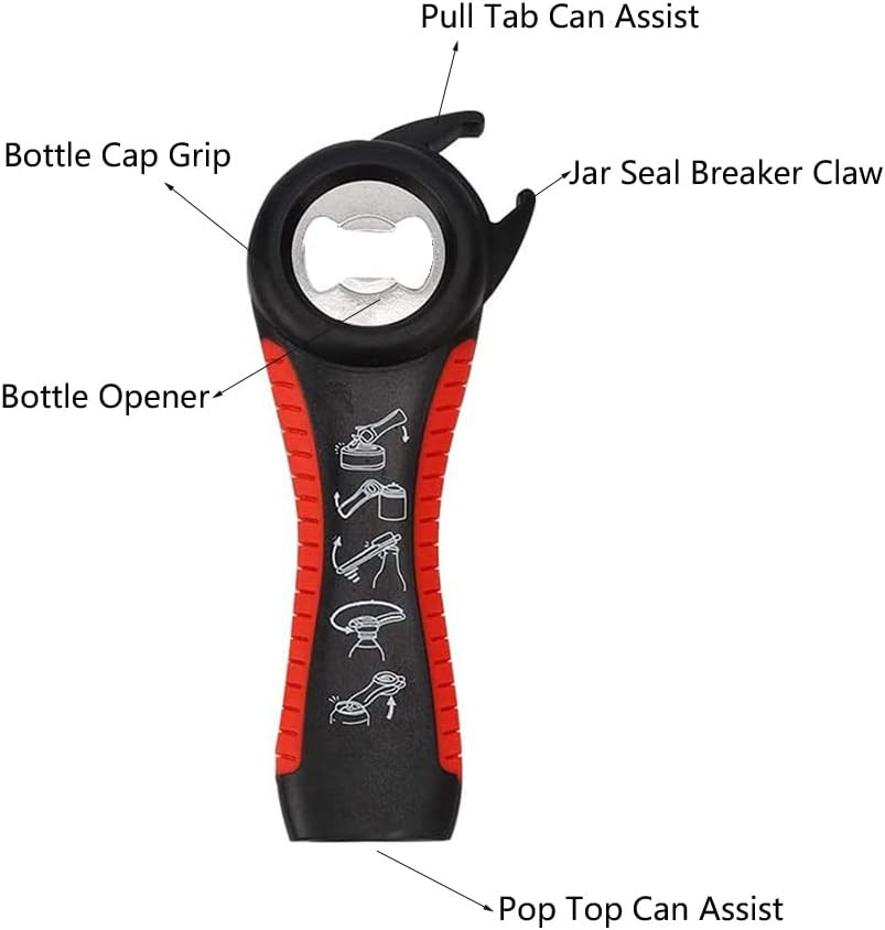 2 Pack 5-In-1 Multi Function Plastic Grip Bottle Opener- Easily Opens Twist Caps