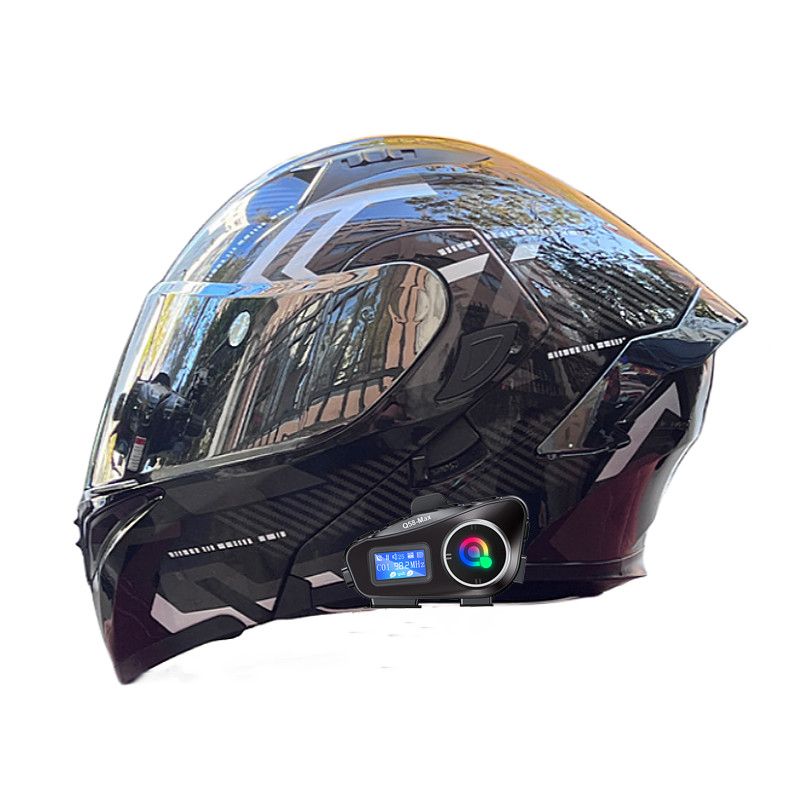 Bluetooth Modular Motorcycle Intercom Helmet DOT Approved Dual Visor Moto Helmet