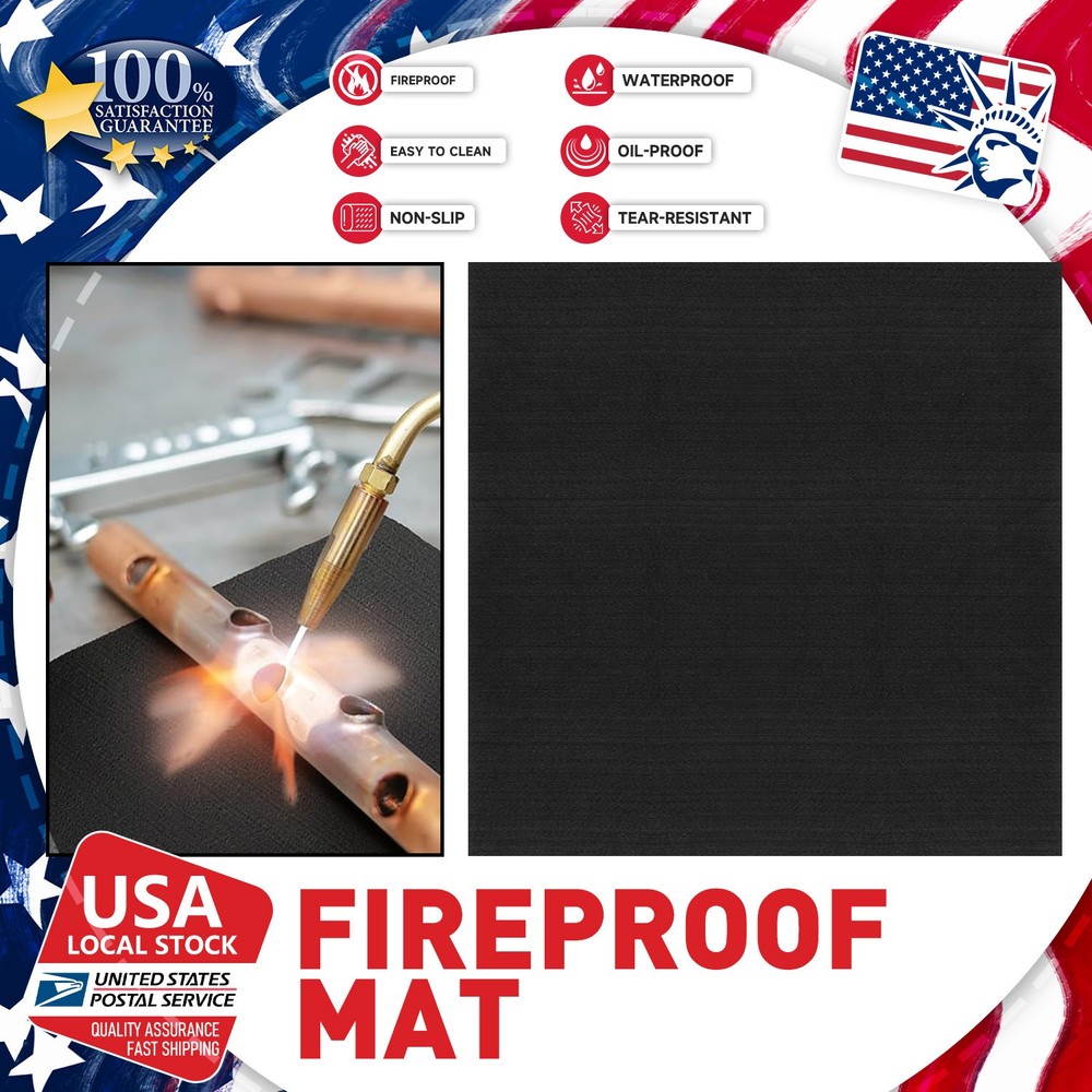 Fire Pit Mat-Rectangle Fireplace Mat Pad Protector for Wood Burning Fireproof