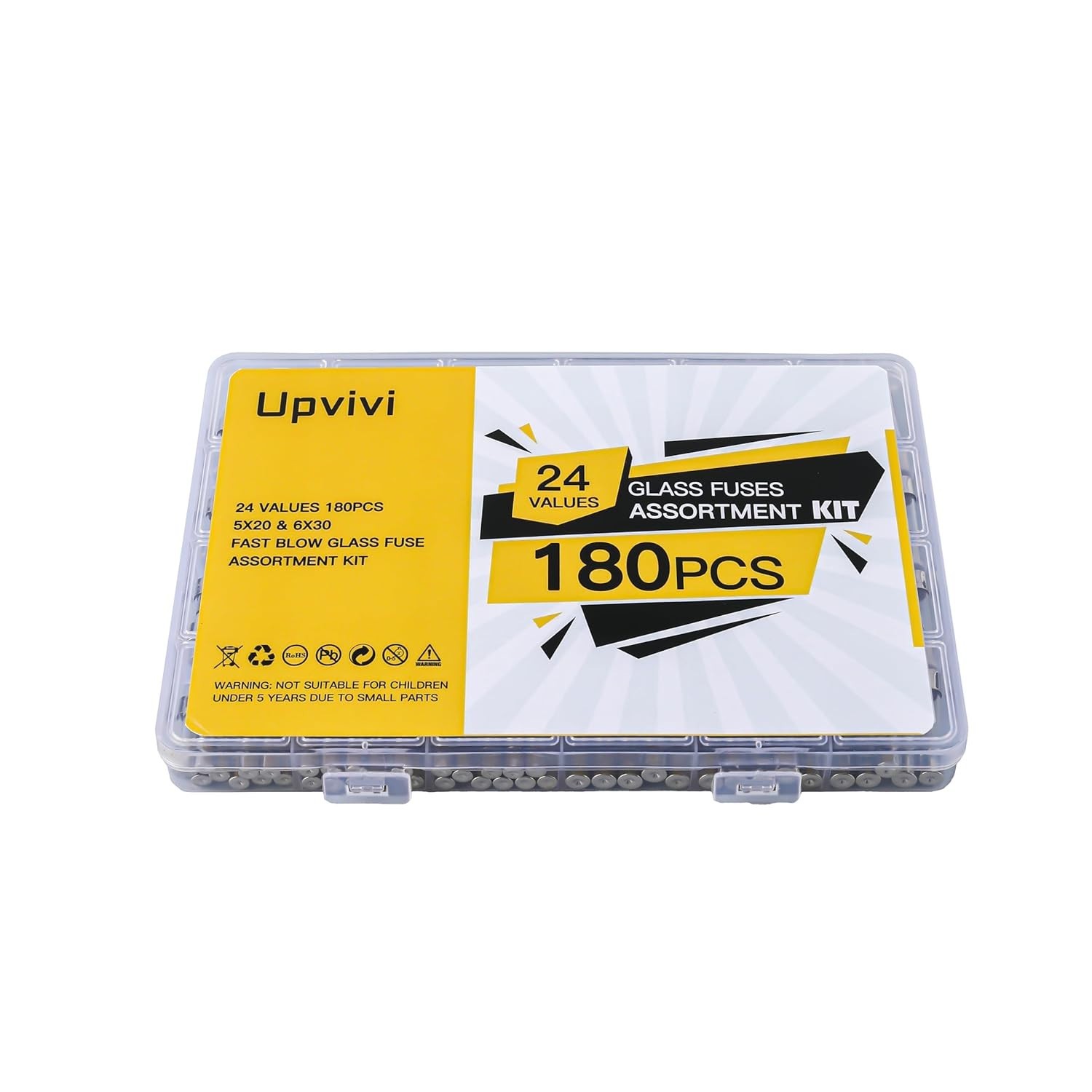 Fast Blow Glass Fuse Assortment Kit, 24 Values Glass Fuses 250V 5x20mm 0.5A NEW*