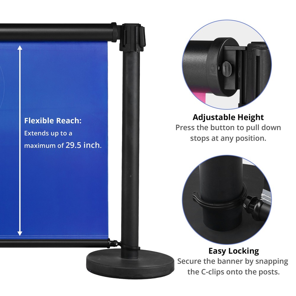 InstaHibit Custom Retractable Banner for Crowd Control Stanchions , Double