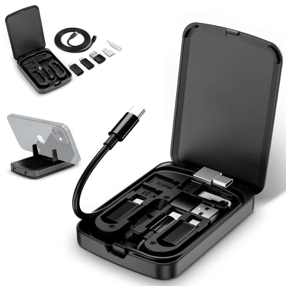 Multi-Functional Compact Cable Card with 22" USB-C Cable & USB-A/Micro-USB/Light