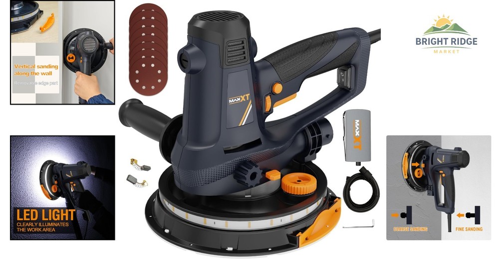 Electric Handheld Drywall Sander with Variable Speed and Dust Extraction Feature