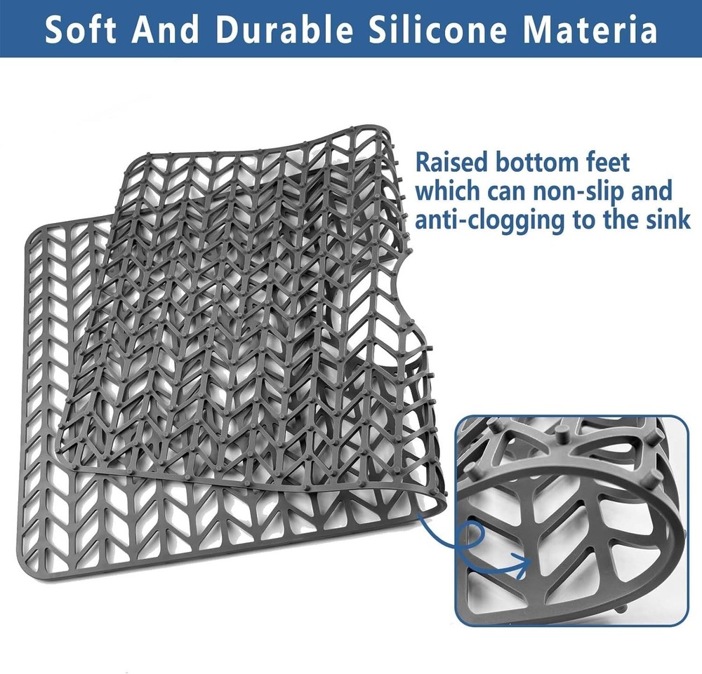 Large Silicone Sink Protector, 30" x 16", Gray