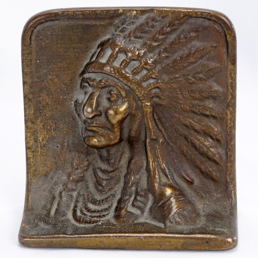 Single Indian Chief Cast Iron Bookend Circa 1925