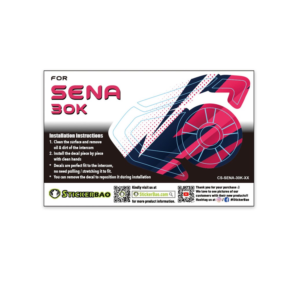 Slash Pink 1 Pcs For SENA 30K Intercom Device Sticker