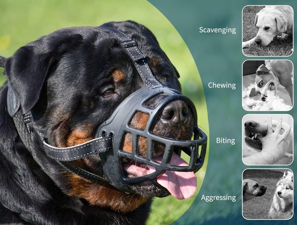 Dog Muzzle, Soft Silicone Basket Muzzle for Dogs, Allows Panting and Drinking