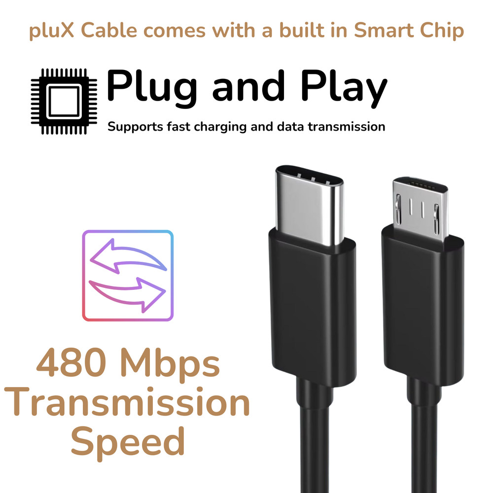 USB Type C to Micro 5V/2.4A Data & Sync Transfer OTG charging cable - Black