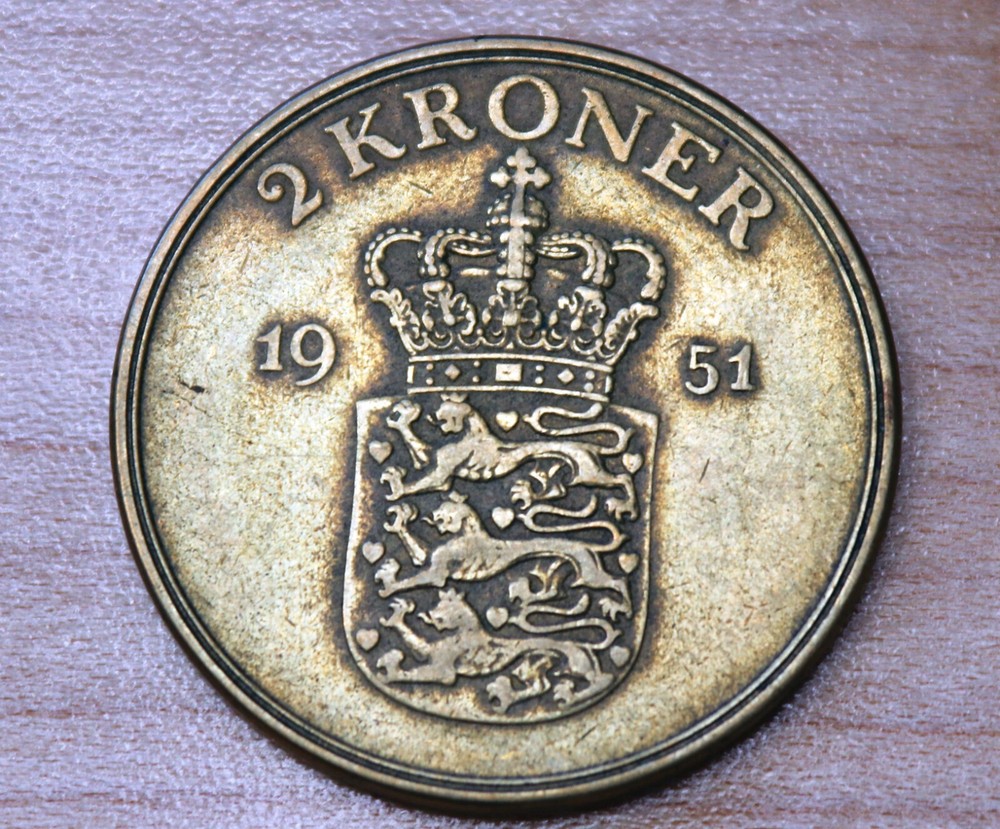 1951 Denmark 2 Kroner Frederik IX