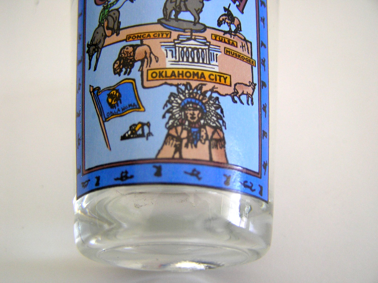 2 Oklahoma Shot Glasses Featuring Design of Horses and Native American Figures