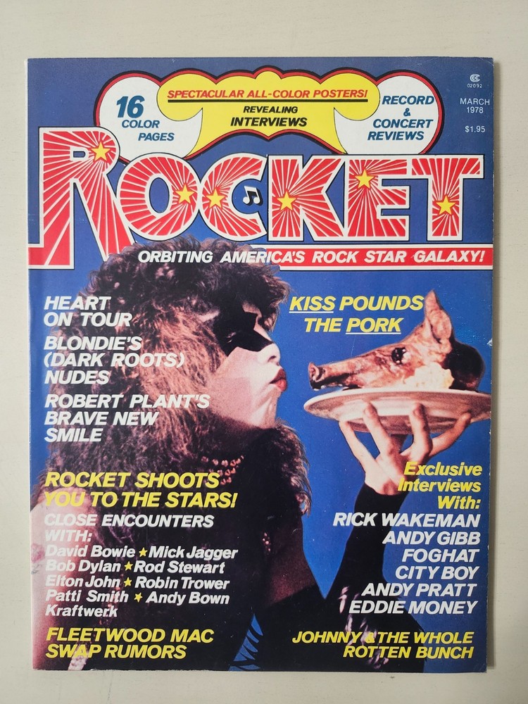 KISS SUPER RARE Vintage 1978 Rocket Magazine Crazy Pork Pics Bowie Iggy Foghat