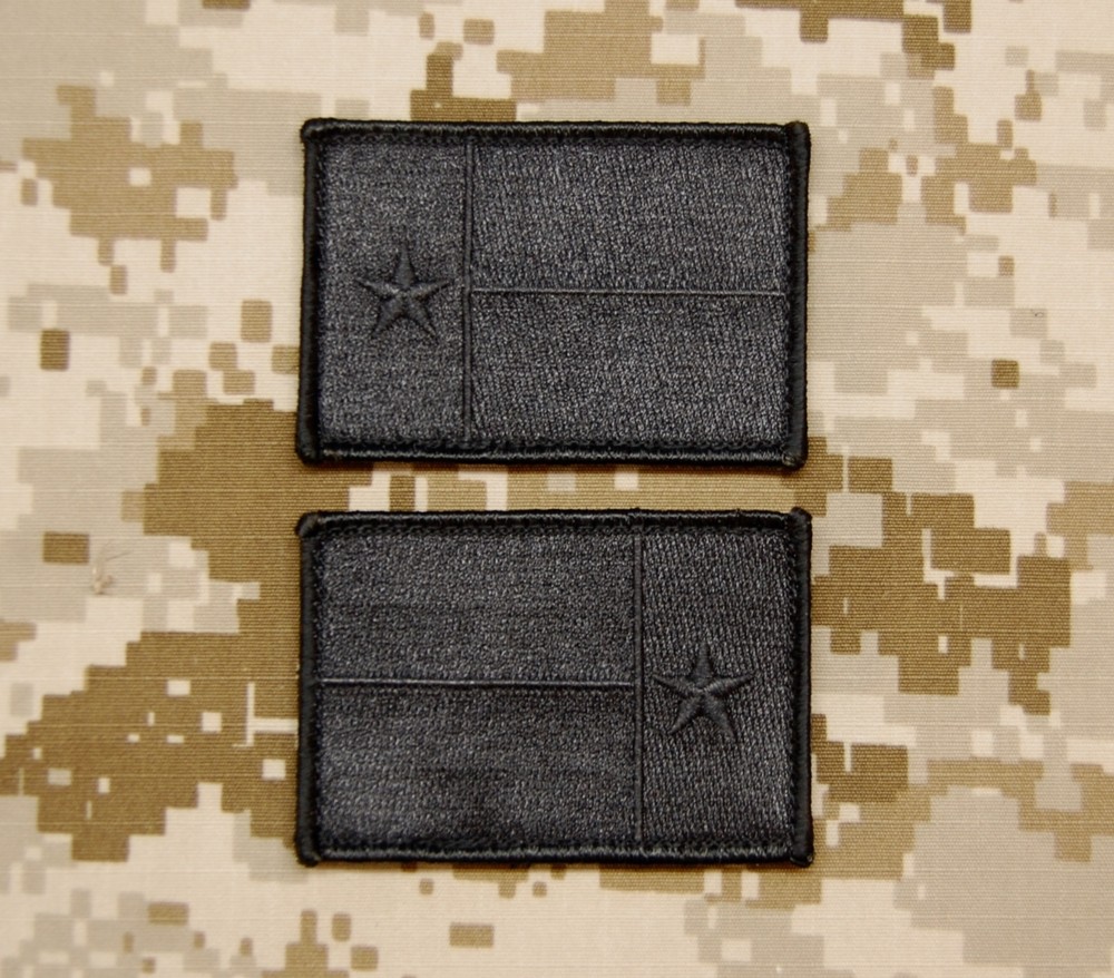 Blackout Texas State Flag Lone Star State Embroidered Patch Set Hook Backing