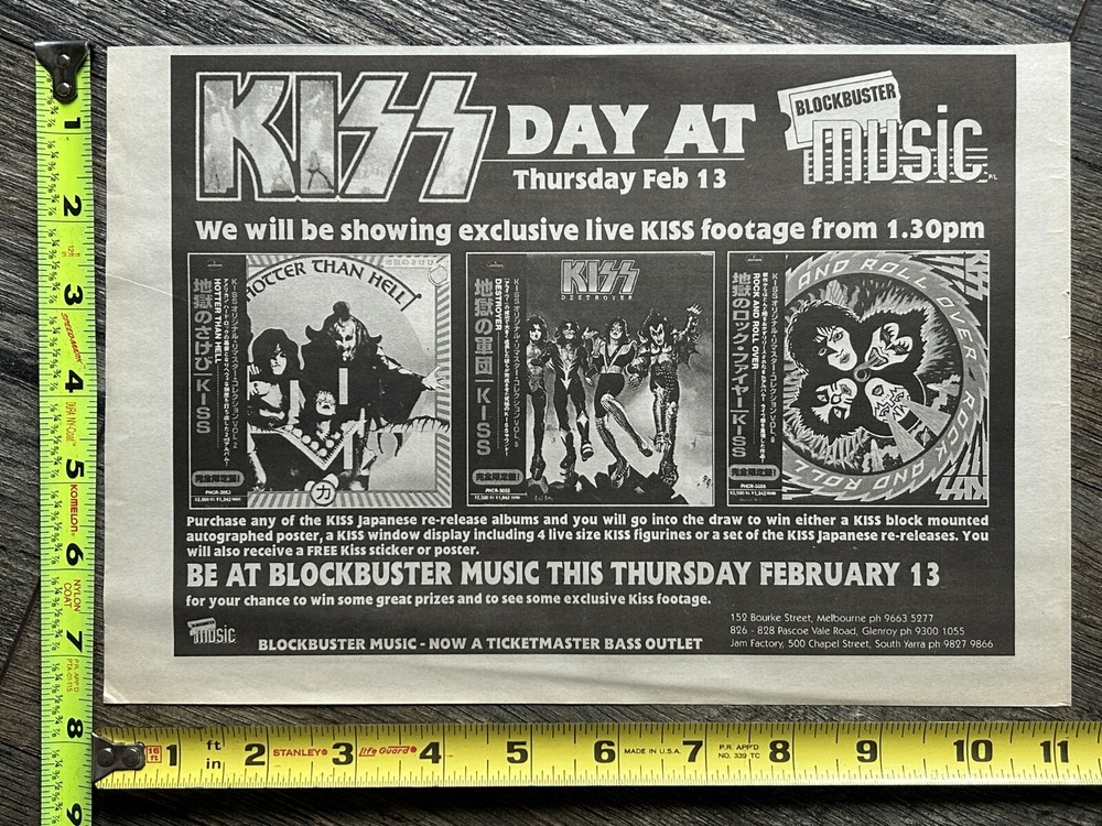 KISS Ad Kiss Day Blockbuster Japan Japanese Remaster CD Australia Vintage Kiss