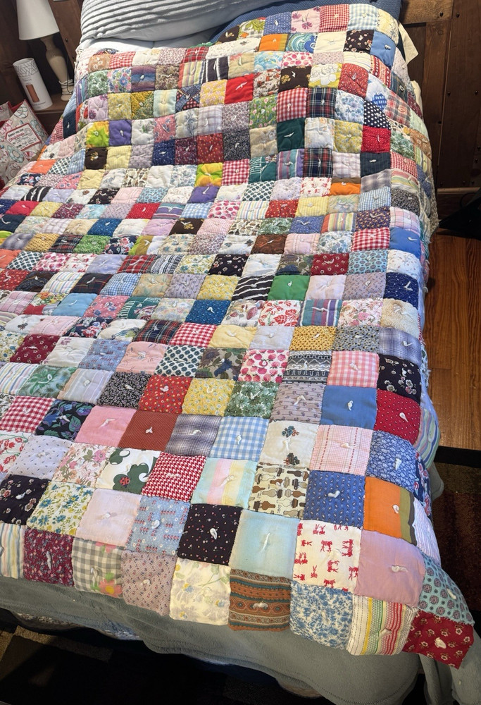 Vintage Puff Patchwork Hand Stitch Quilt