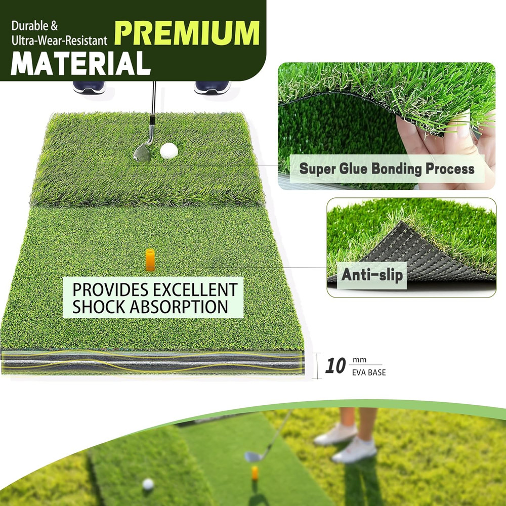 Golf Hitting Mat, Swing Path Feedback Golf Training Mat, 16"X12" Extra Replaceab