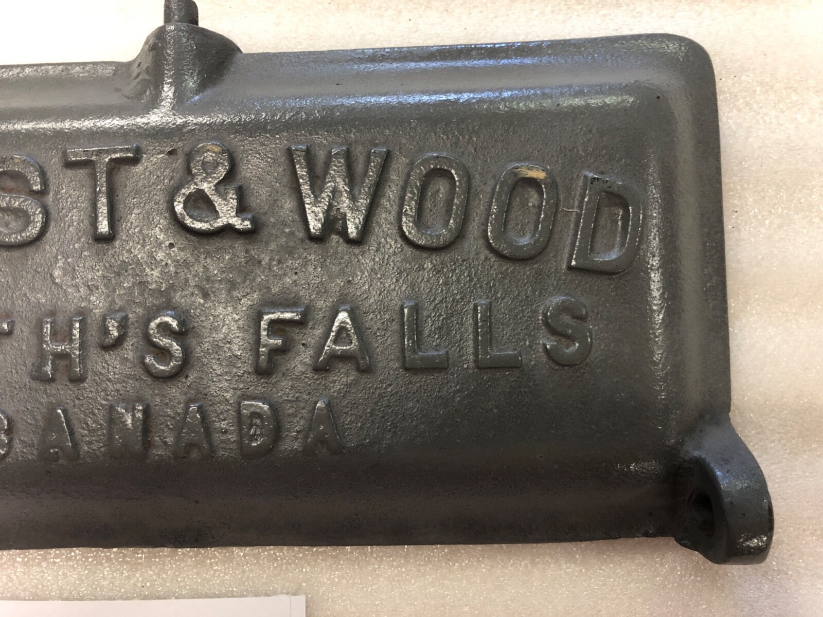 Frost & Wood Smith’s Falls Canada Cast Iron Drawn Mower Toolbox Lid No. 1241