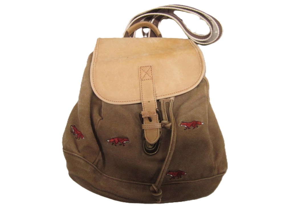 LL Bean Leather and Canvas Fox Mini Packpack Bag