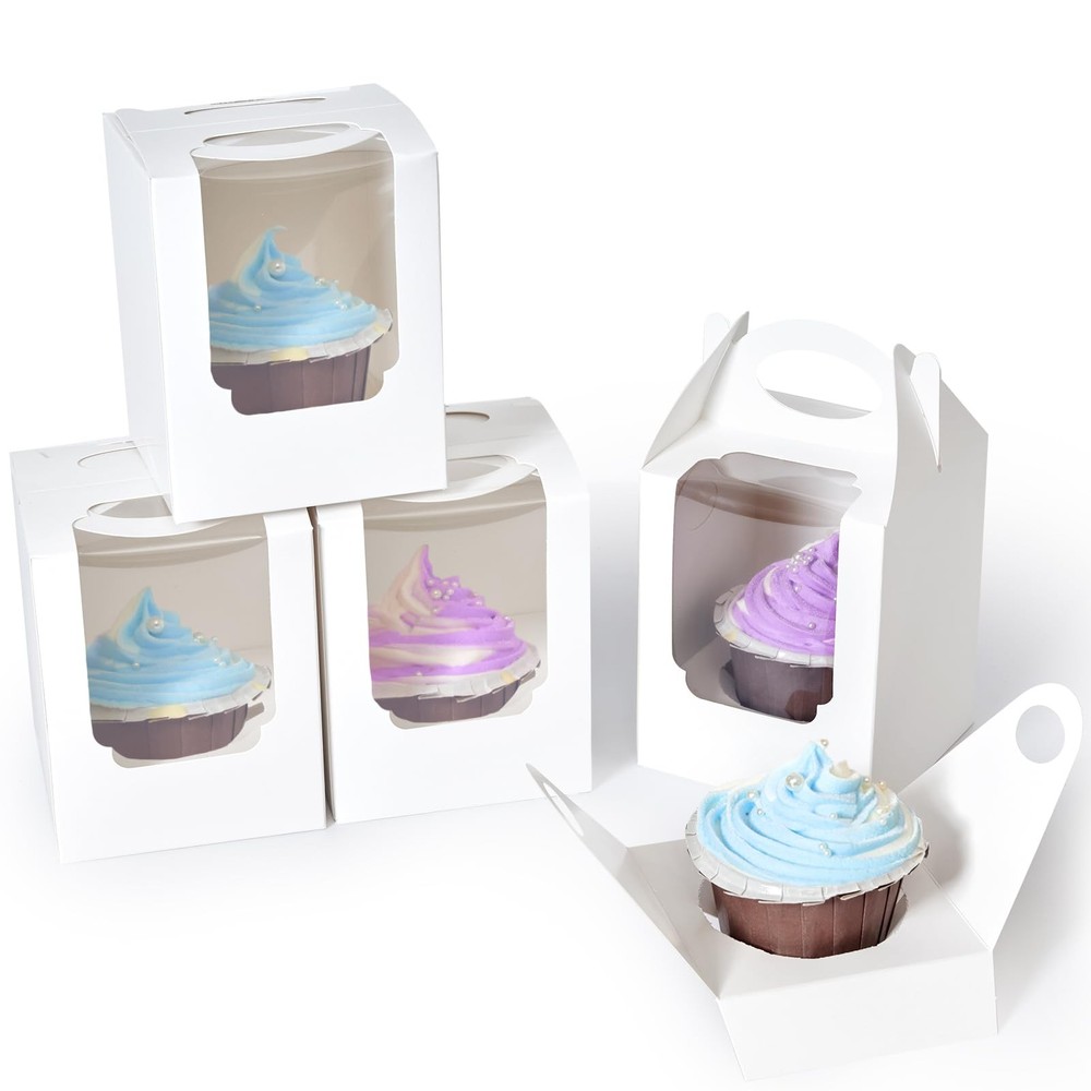 Cupcake Boxes 12 pcs, Individual Cupcake Containers White