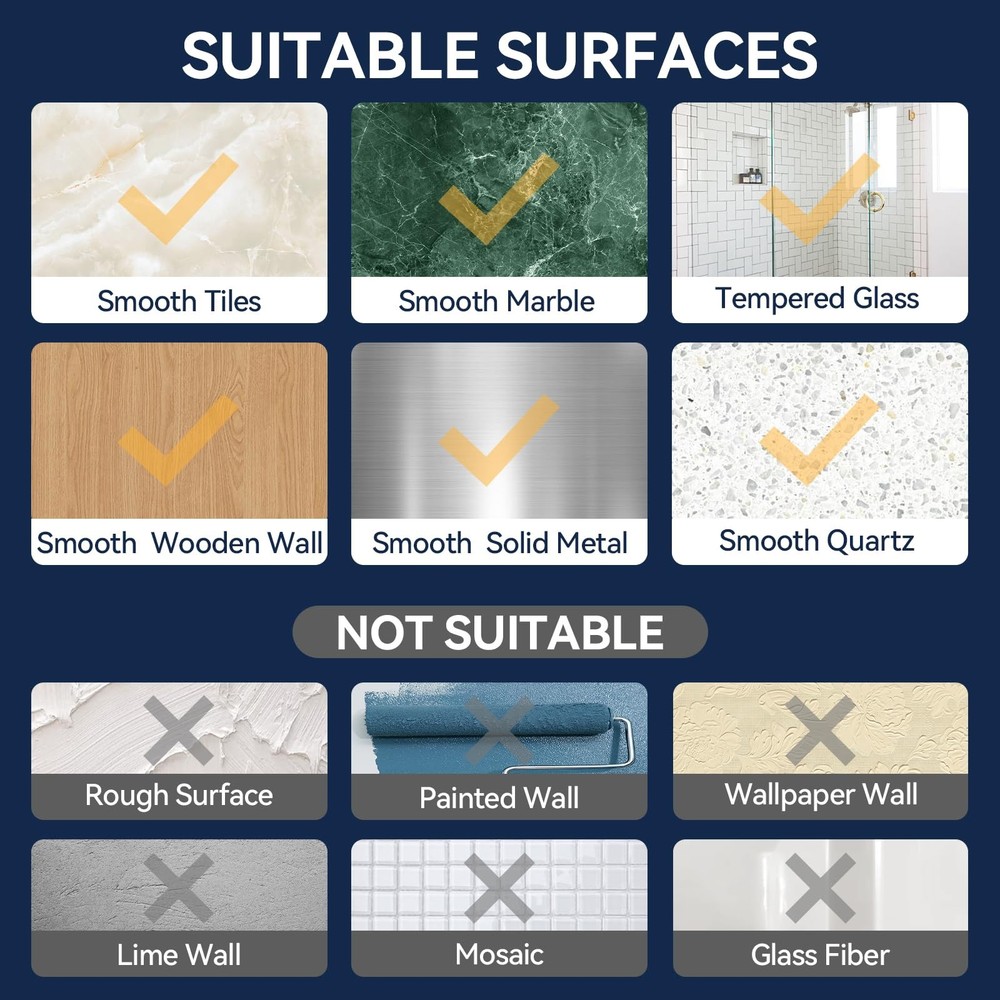 YASONIC 2-Pack Shower Caddy Adhesive Replacement - 2 PACK, Transparent