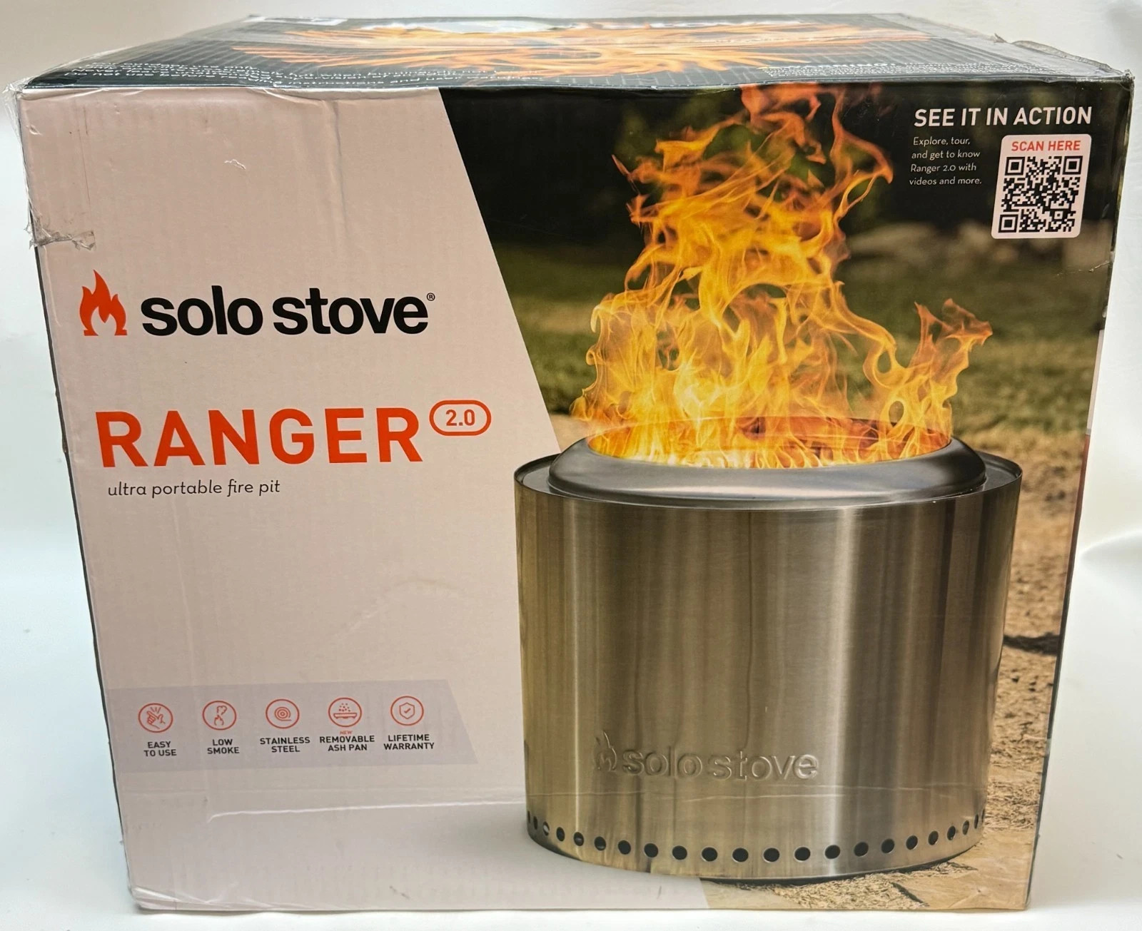 Solo Stove Ranger 2.0 Outdoor Fire Pit Stainless Steel Portable 15"Dia x 12.5"H