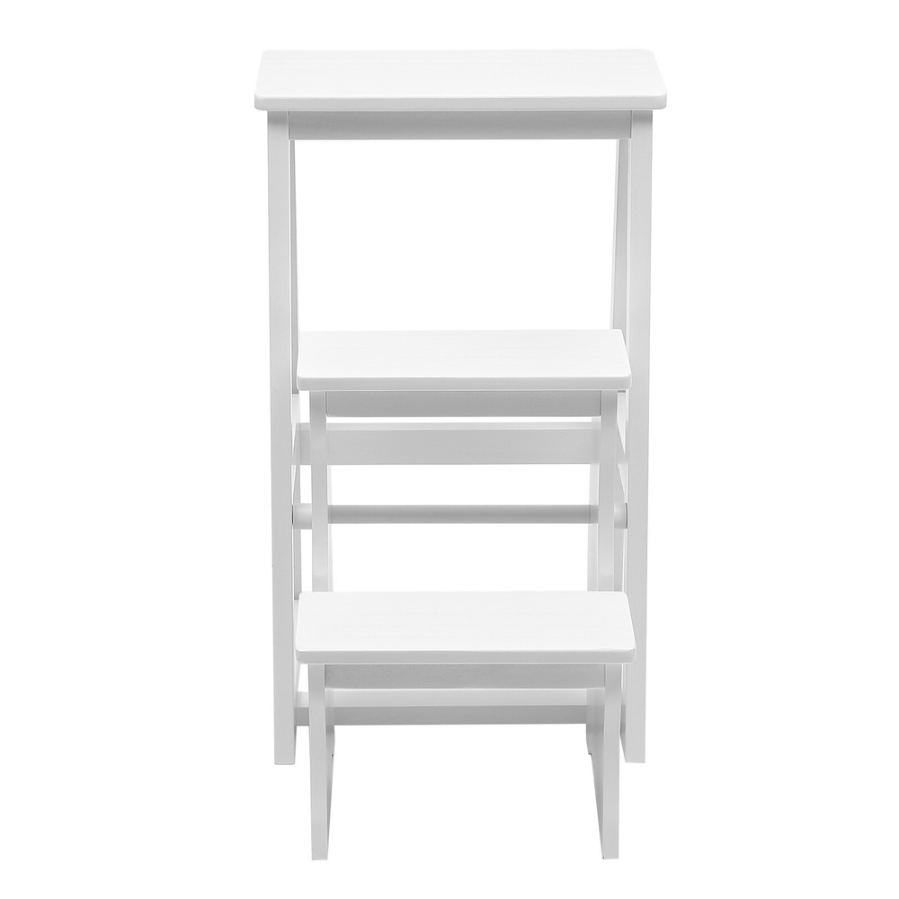 Folding Solid Wood Library Ladder Chair, Portable Multi-Functional Stool