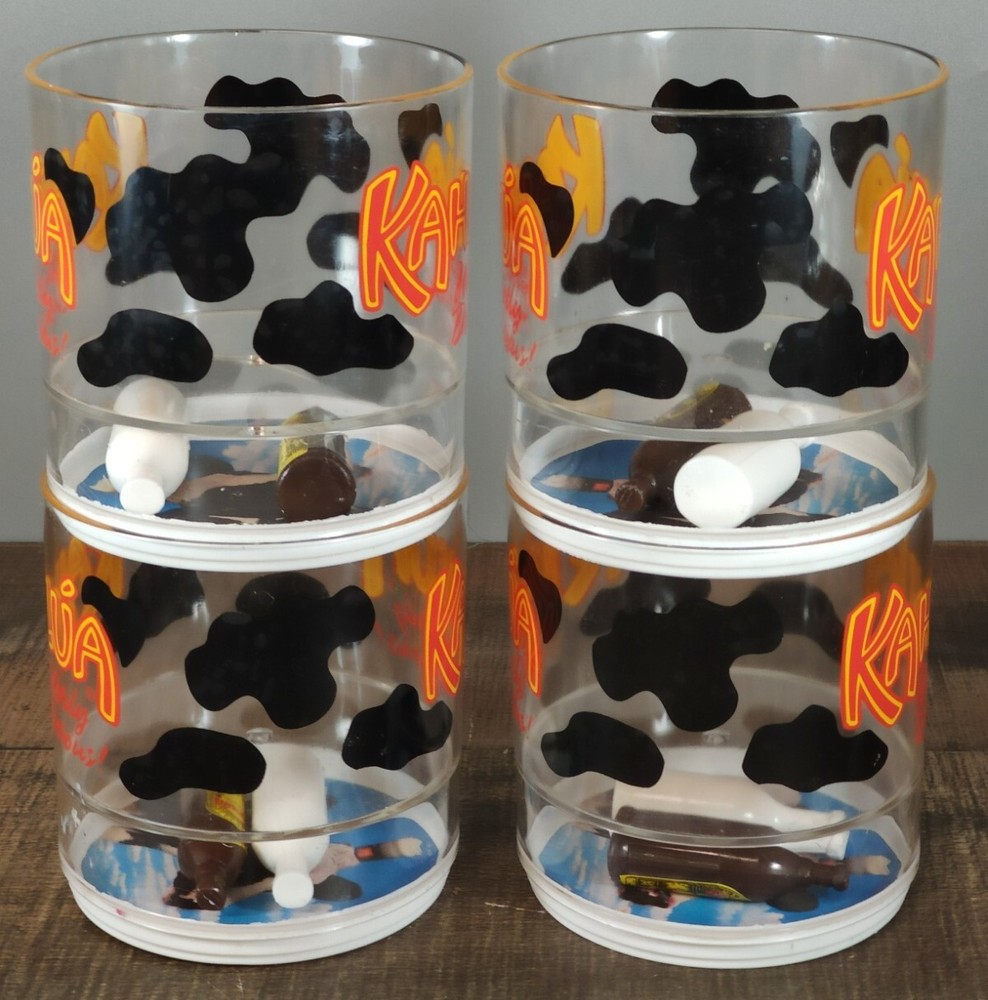 4 Vintage Plastic Kahlua Cow Chiller Cups *As-Is Read*