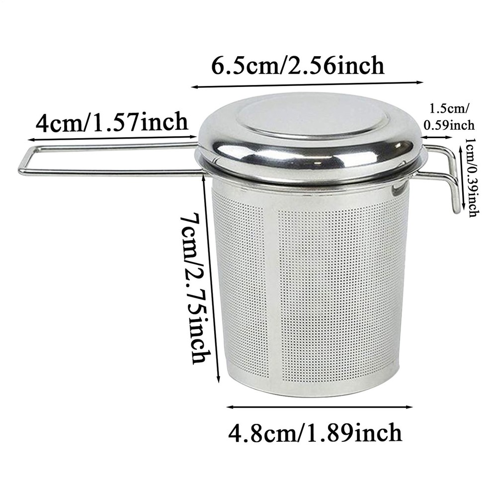 Stainless Steel Tea Diffuser Basket with Handle & Lid, Loose Leaf Tea Strainer
