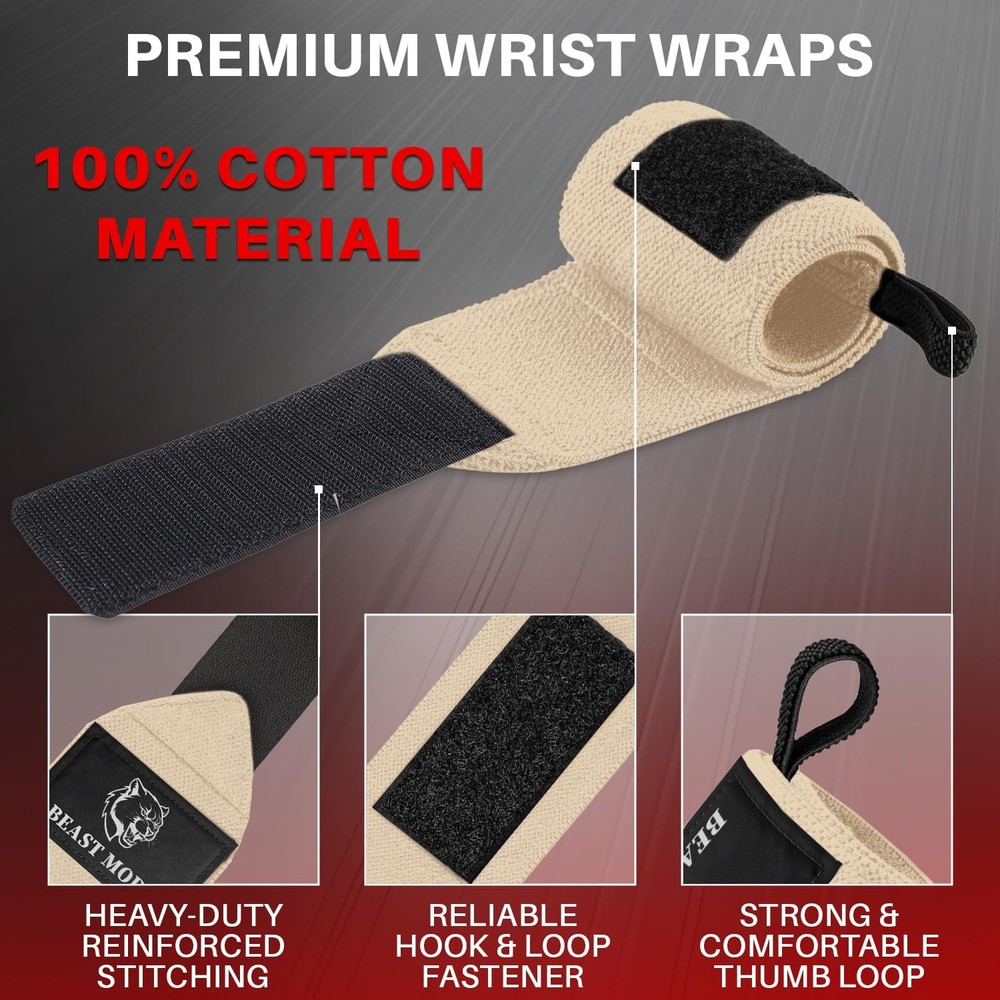 Weightlifting Wrist Wraps with Thumb Loop HeavyDuty Support for Powerlifting