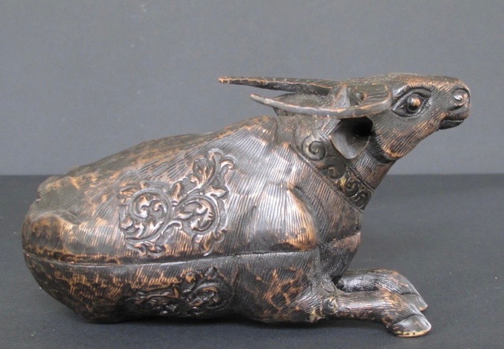 Copper Betel Box Buffle, Cambodia, 9 cm Height 15 cm Width