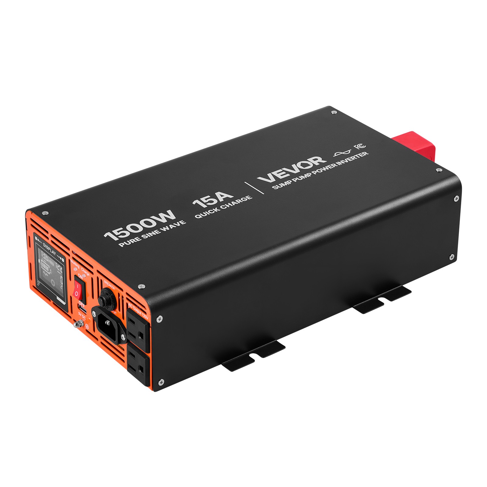 VEVOR 1500W Sump Pump Battery Backup System LCD Pure Sine Wave Power Inverter