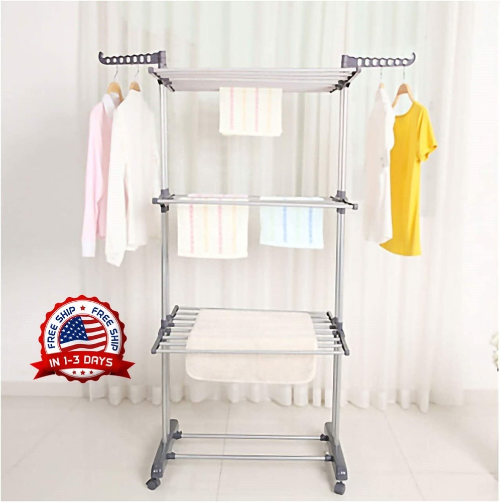 Rolling Clothes Drying Rack Laundry Rack Foldable Tendedero Para Secar La Ropa