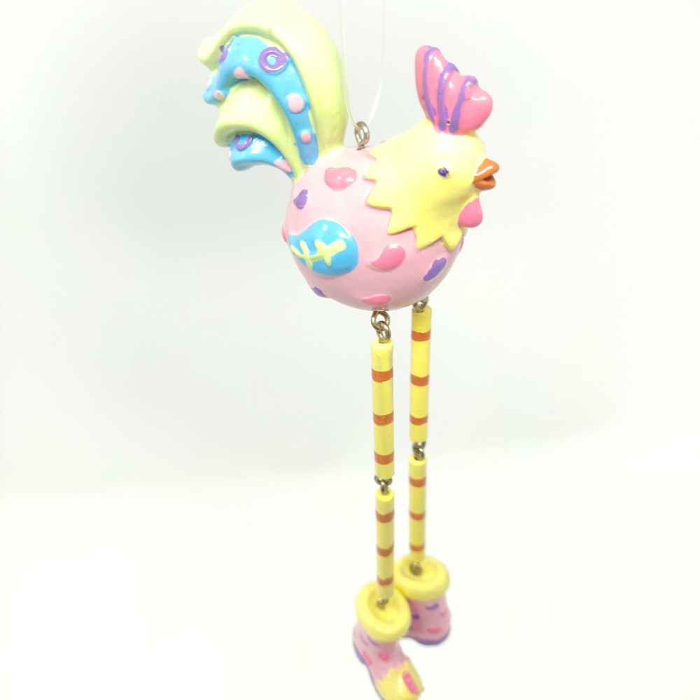 2 Hanging Easter Ornaments Chick w/ Long Dangling Legs Fun Spring Easter Decor