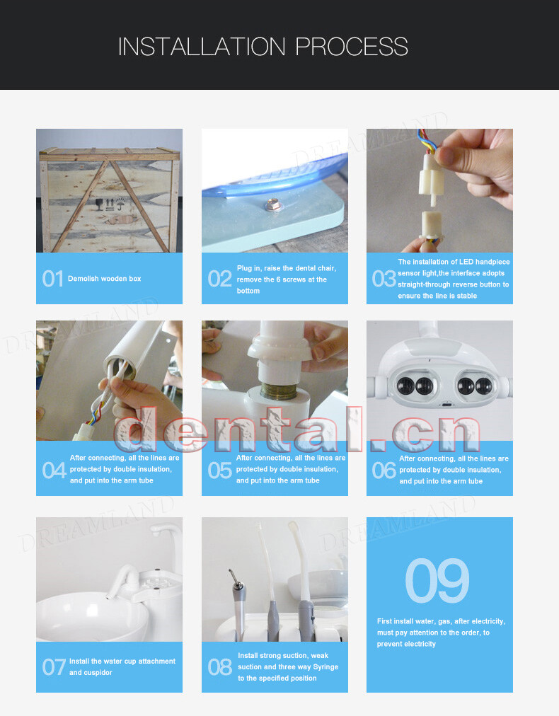 Dental Unit Chair Computer Controlled Motor Hard Leather +LED Oral Lamp +Stool