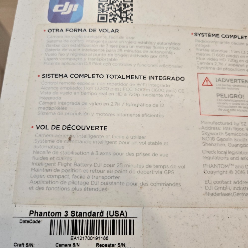 NEW Sealed DJI Phantom 3 Standard Quadcopter Drone w/ Camera & Remote Controller