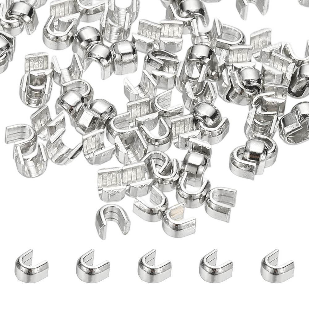 Zipper Slider Retainers [50pcs] - #5 U Shape Top Stoppers - [Silver]