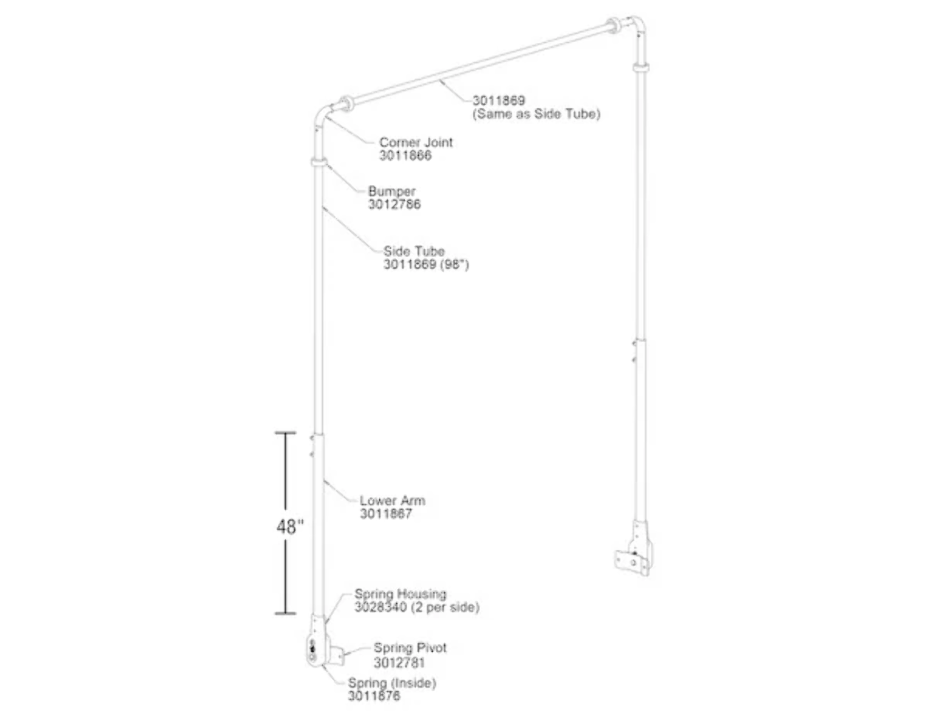 4 Spring Aluminum Pin to Pin Arm Kit for Dump Truck Tarp Systems up to 19'