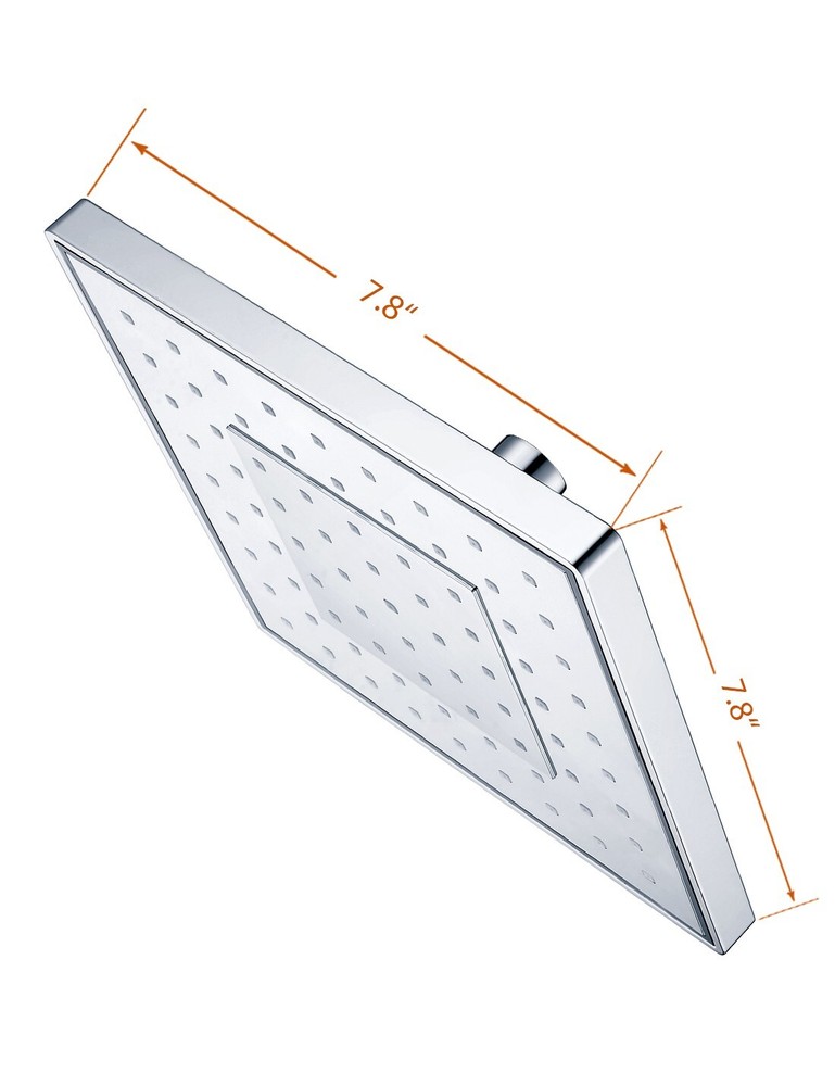 8" High Pressure Square Showerhead with Large Spray Surface- Chrome