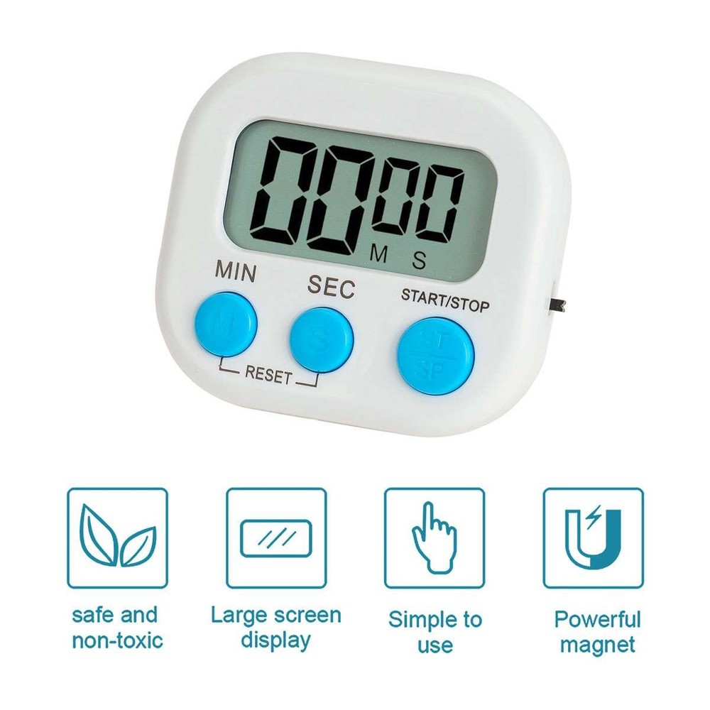 Large LCD Digital Kitchen Cooking Timer Count Down Up Clock Loud Alarm Magnetic