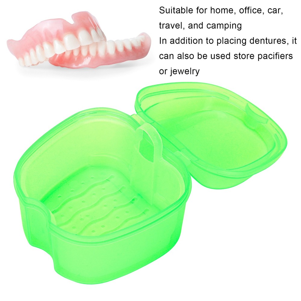 Denture Bath Case Box Soak Container Colored False Teeth Storage Box With