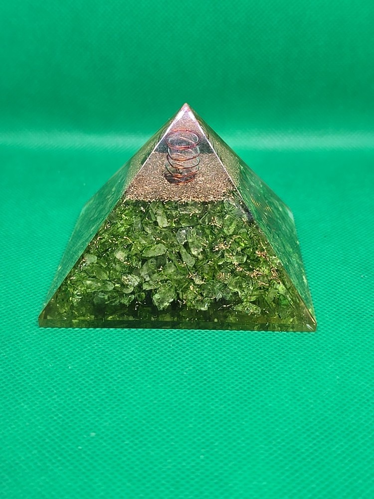 Prehnite Copper Orgone Pyramid 3.5"