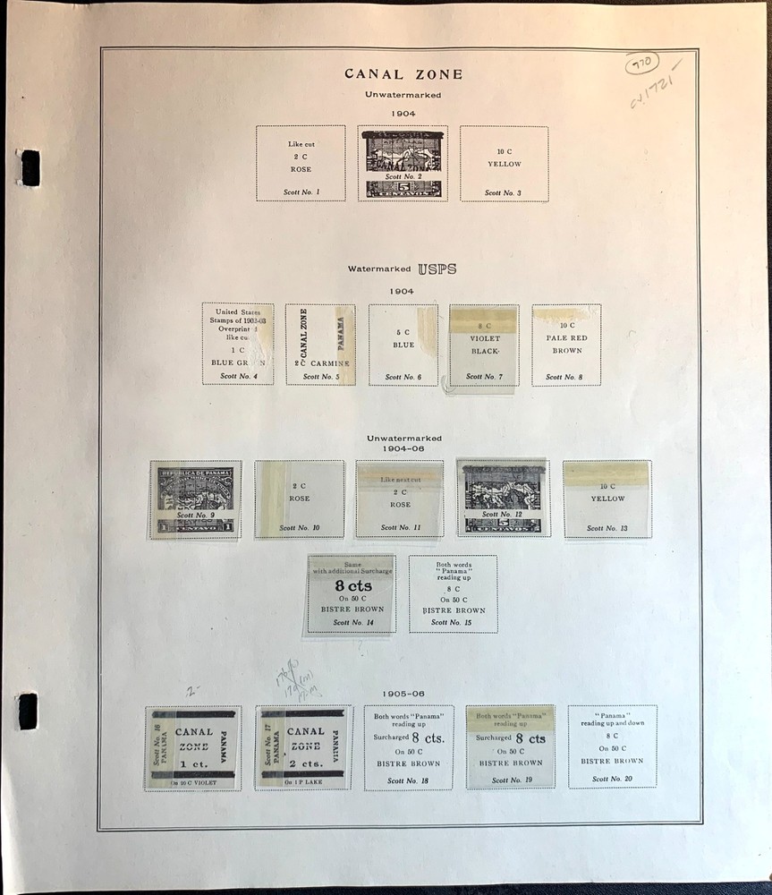 Scott Canal Zone Album Pages Set (20 Pages) Plus 10 Similar Blank Scott Pages