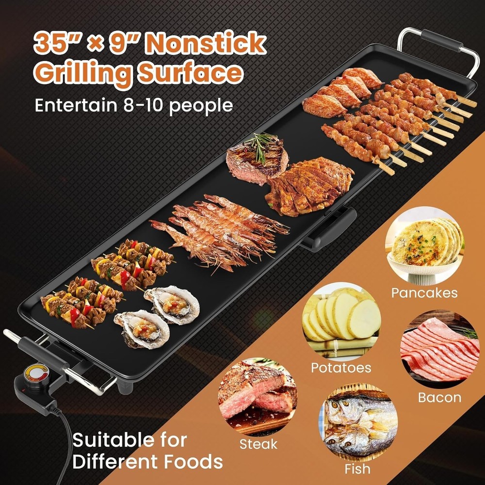 Electric Griddle, Extra Large Teppanyaki Grill with Adjustable Temperature..