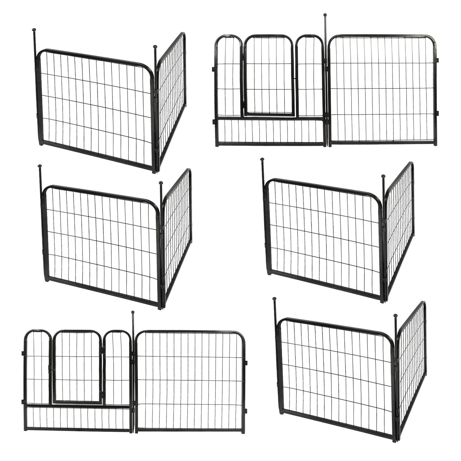 24/32/40" Dog Playpen Metal Exercise Puppy Pen Pet Fence 12/16/24/32 Panels
