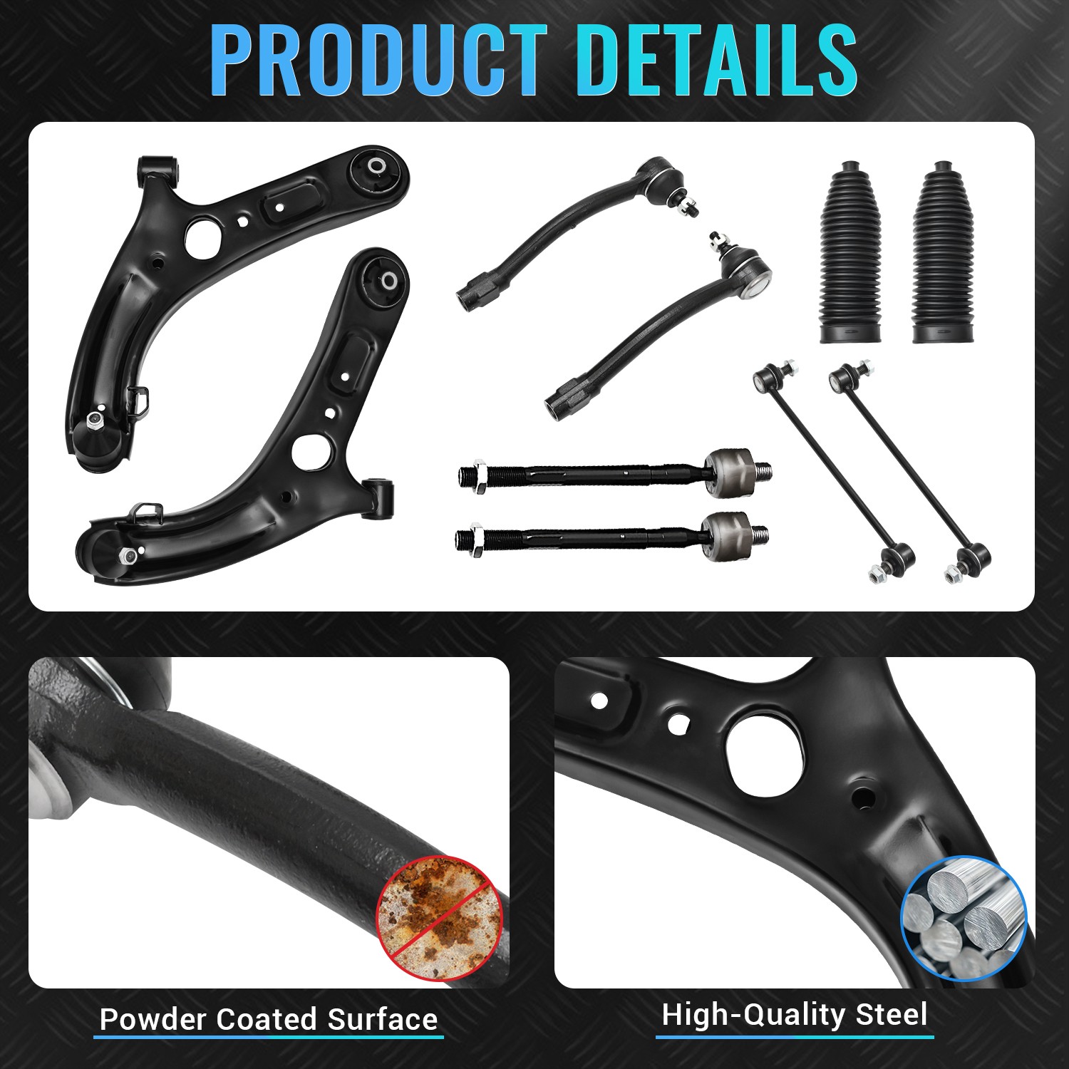 10PCS Front Lower Control Arms Tie Rod Sway Bar For 2011-2016 Hyundai Elantra