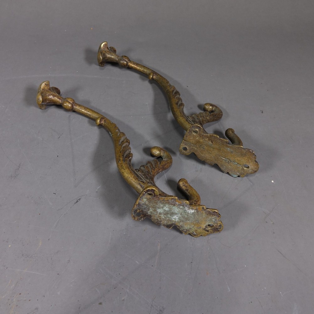 Antique Pair Bronze Hooks Hangers Decorative Art Architectural Hardware Elements